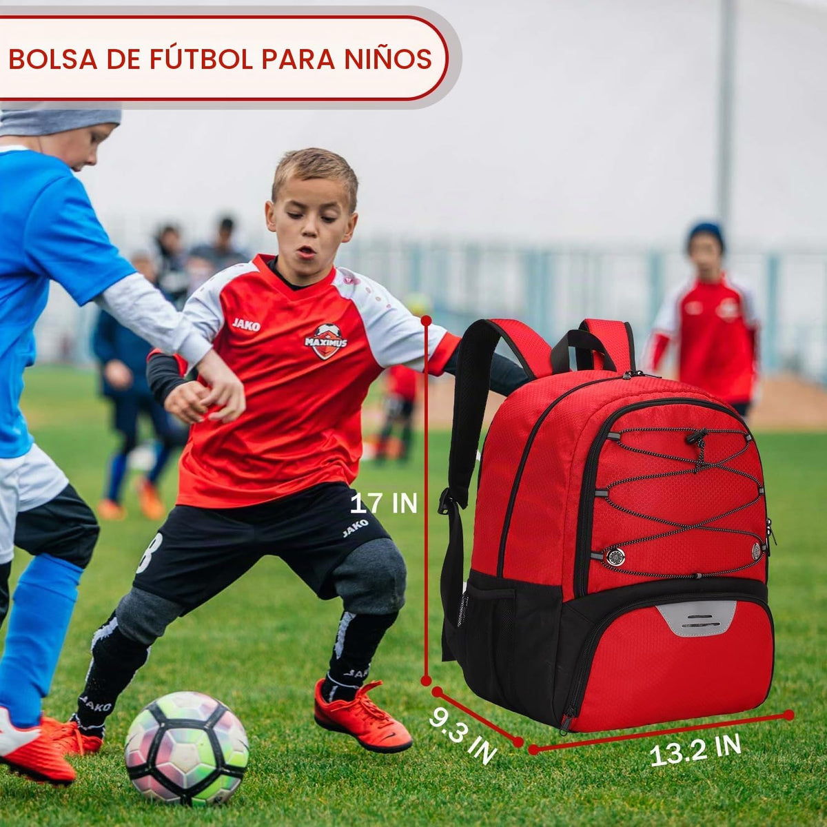 Hsmihair - Mochila de fútbol juvenil - Mochila para fútbol y balonc...