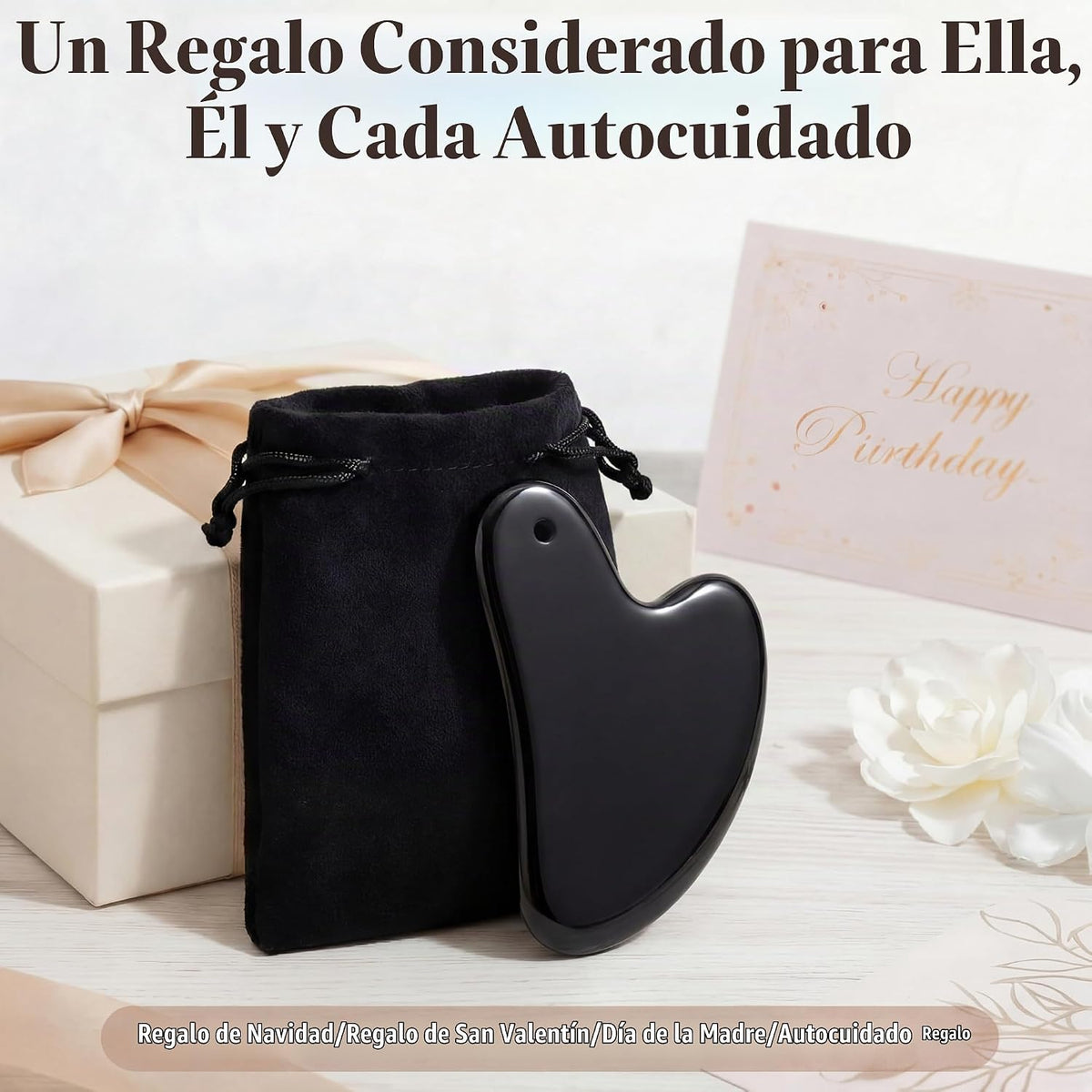 Nuanchu Herramienta facial Gua Sha de acero inoxidable 304, negro,...