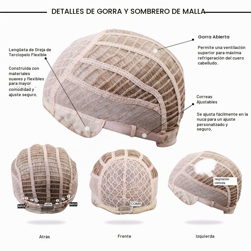 EMMOR - Peluca corta de cabello humano mezcla marrón con corte pixi...