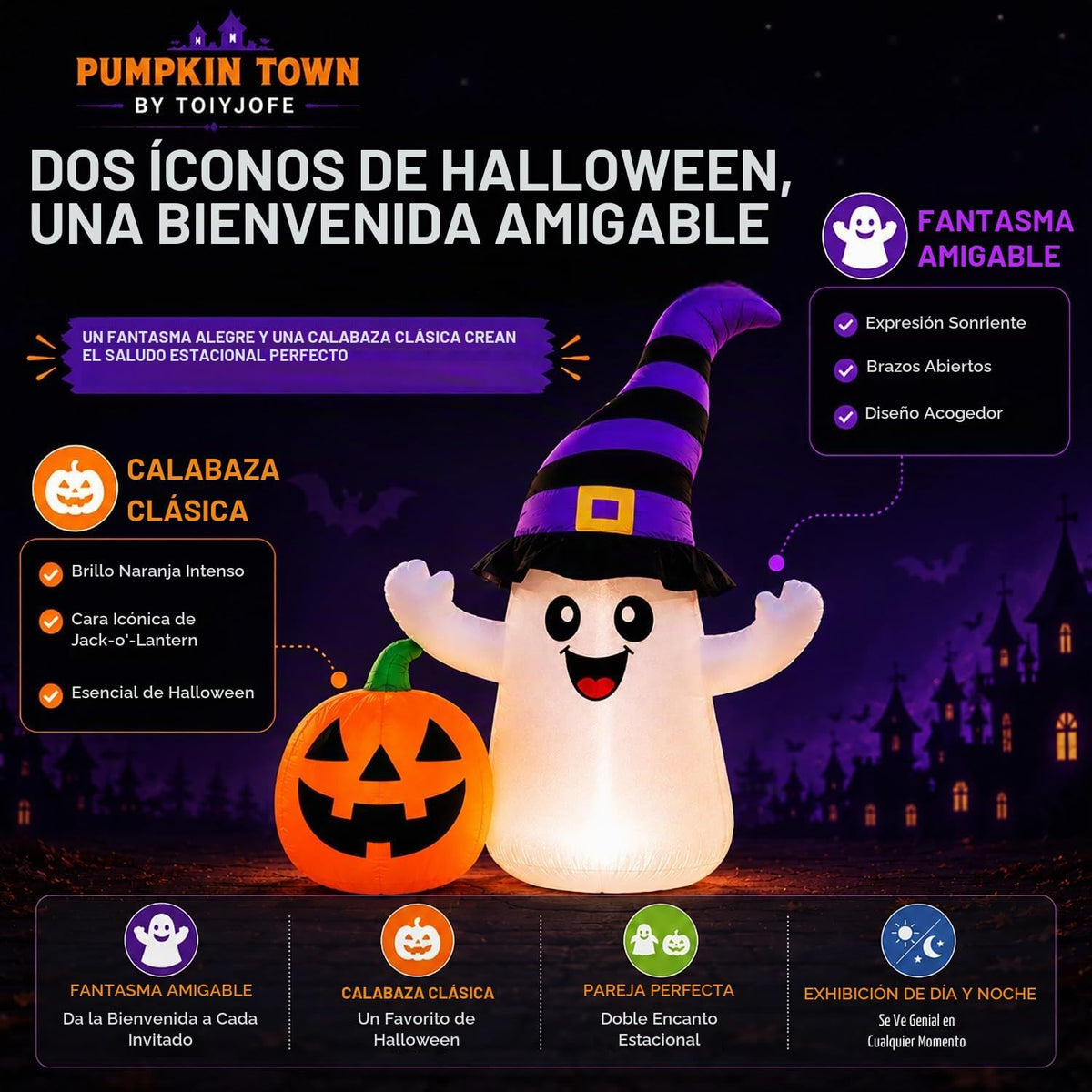 Toiyjofe Fantasma inflable de Halloween de 5.5 pies con decoración...