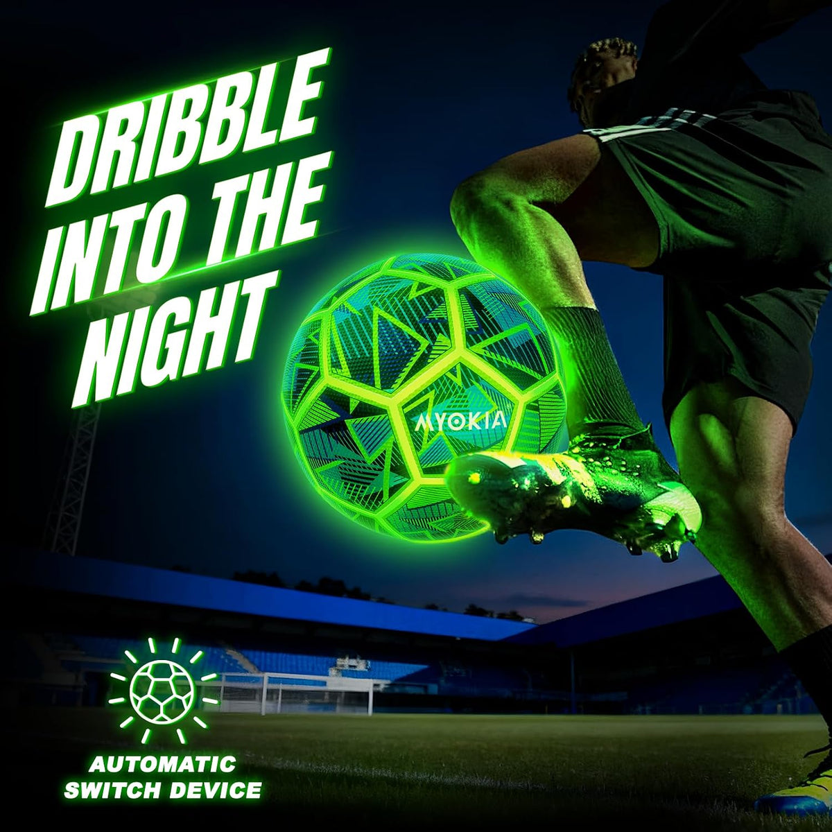 MYOKIA Balón de fútbol de tamaño 5 con luz RGB recargable que brill...