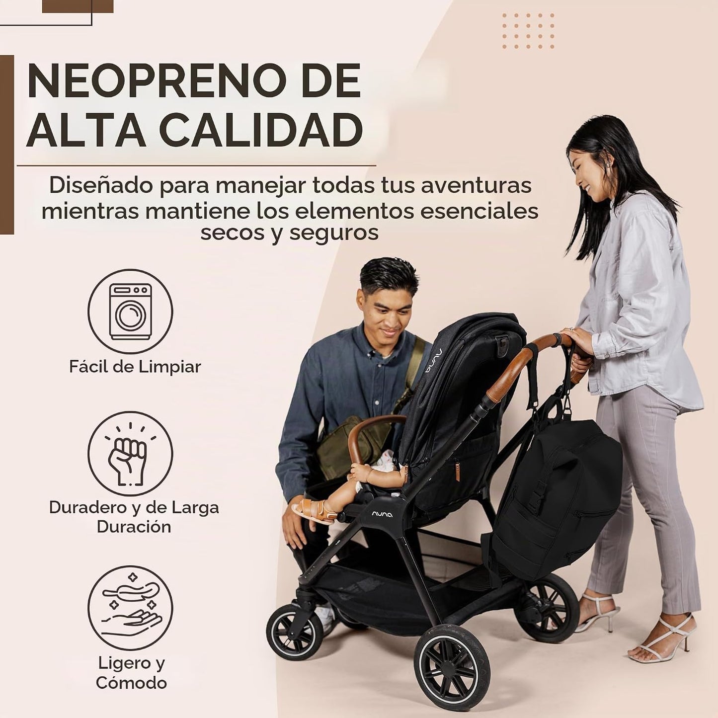 BUNSO Baby Bolsa de pañales de neopreno, mochila minimalista con bo...