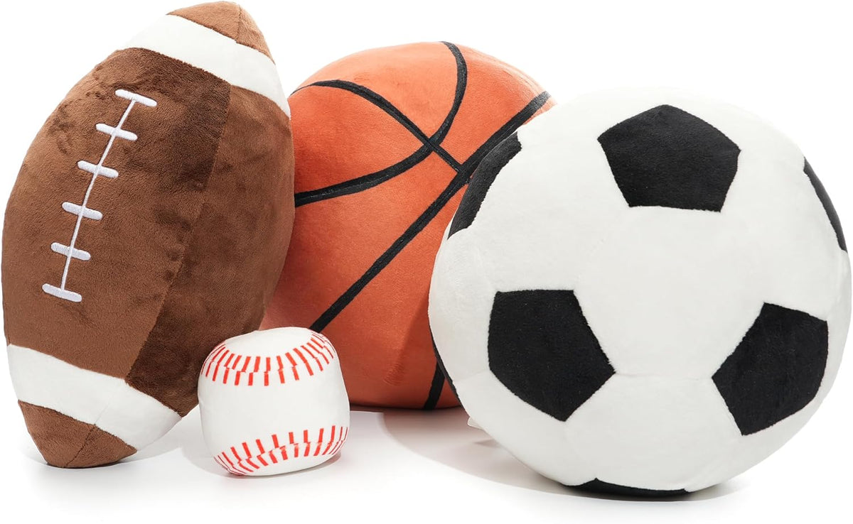 WEIGEDU Juego de pelotas deportivas de felpa de tamaño completo, 4...