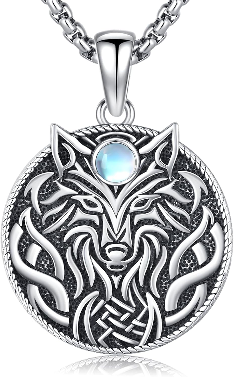 SOESON Collar Vintage para Hombre Plata de Ley 925 Animal Vikingo N...