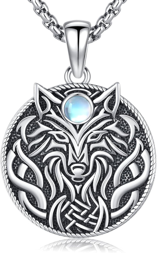 SOESON Collar Vintage para Hombre Plata de Ley 925 Animal Vikingo N...