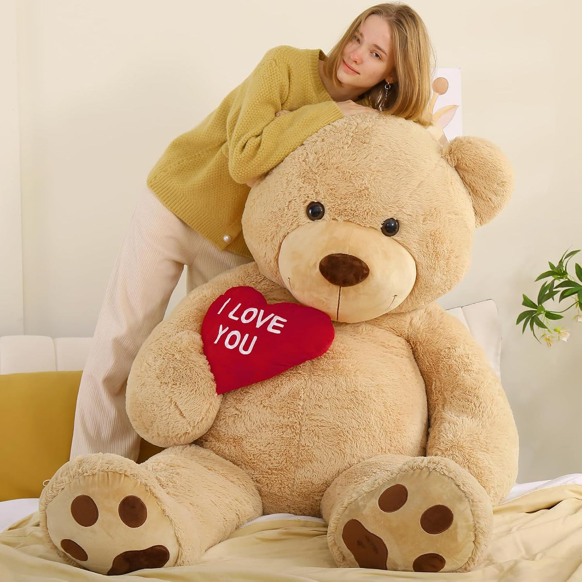 BENINY Oso de Peluche Gigante de Corazón Rojo de 6 pies, Animales d...