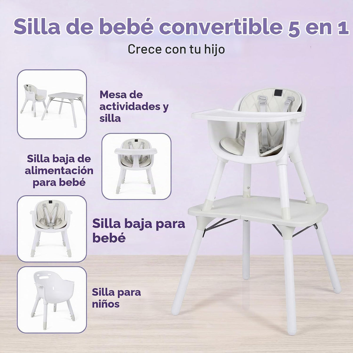 HONEY JOY Silla alta 6 en 1, silla alta convertible para bebés y ni...