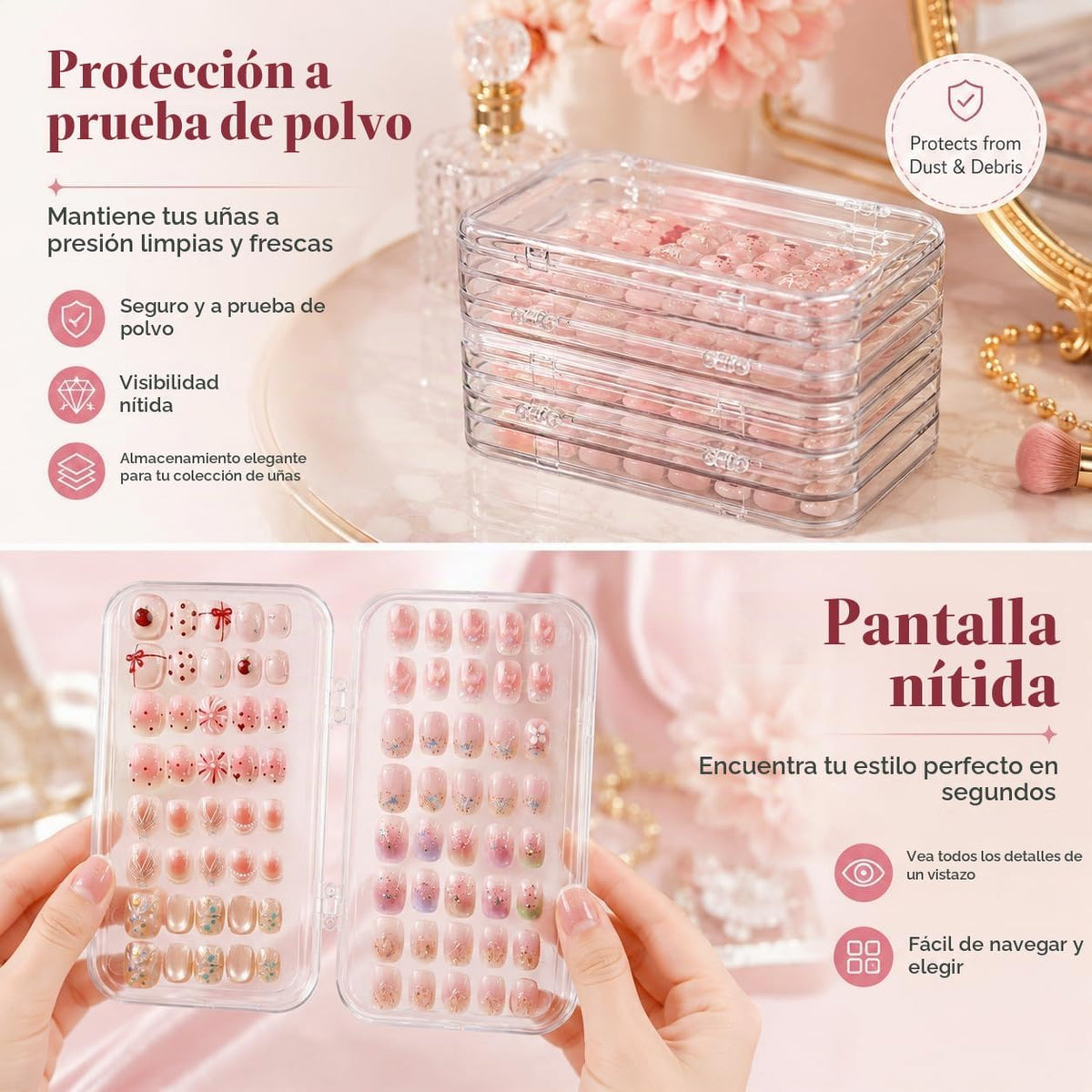 XSHQGZRX Estuche organizador de uñas con tres pliegues a presión |...