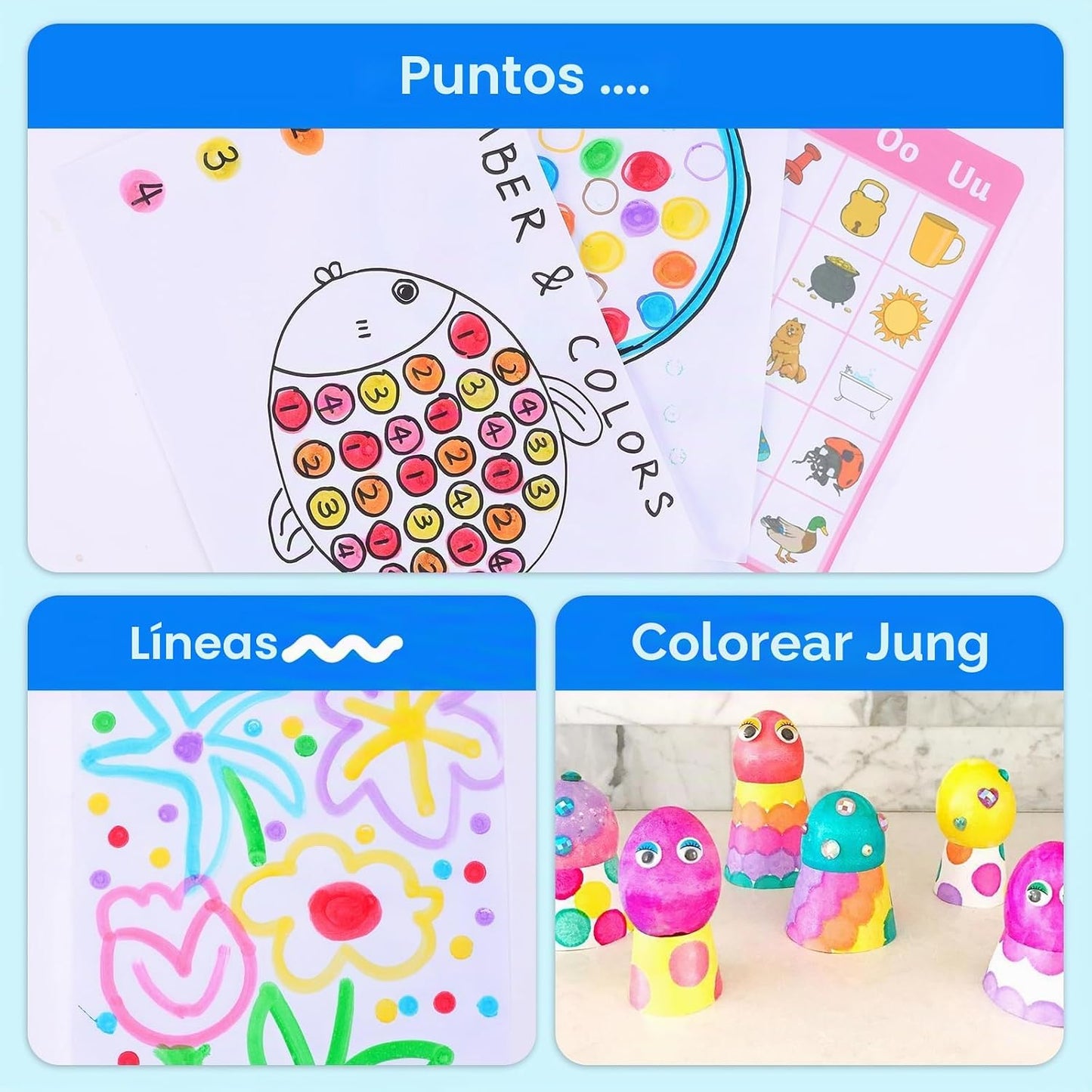 FUMILE 40 marcadores de puntos para niños pequeños de 1 a 3 años, 8...