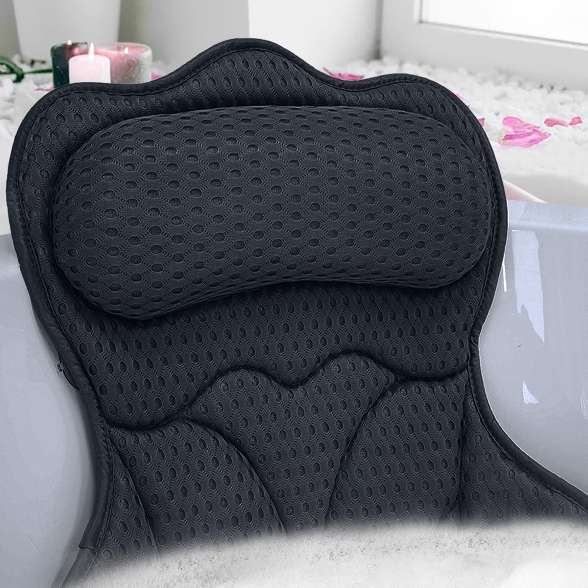 REEZEIVI Almohada de baño para tina, almohada de baño con 6 ventosa...