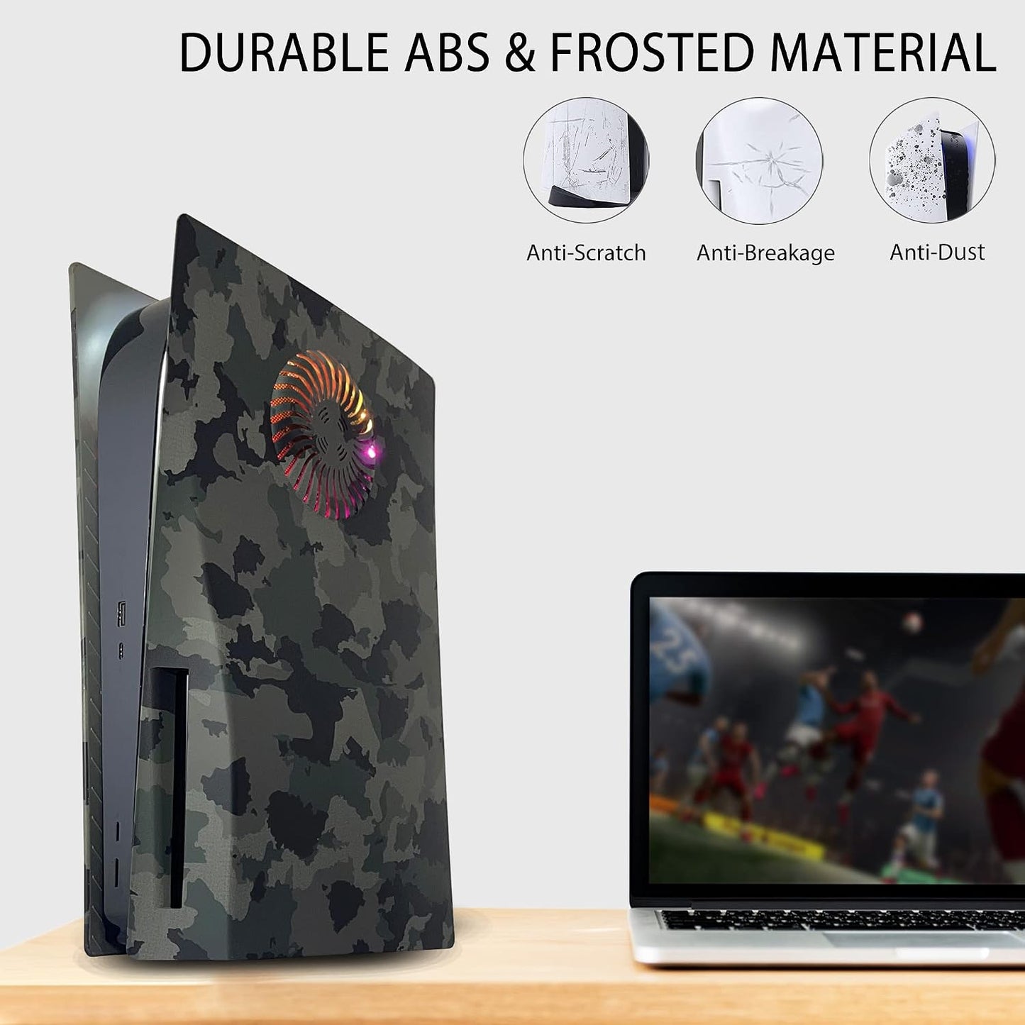 Placa Frontal para PS5 con Tira de Luz RGB y Filtro de Polvo para V...