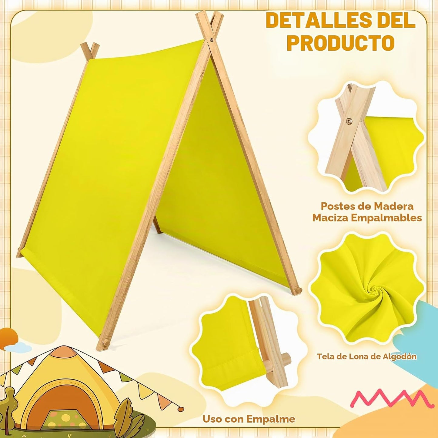 Wesnoy Paquete de 6 Carpas Tipi a Granel, Carpas de Juego para Pija...