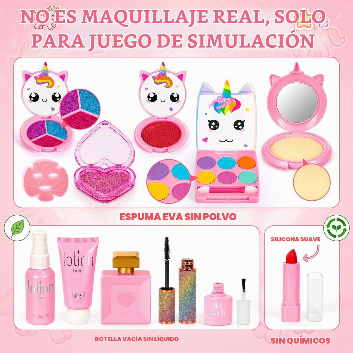 Hoholoop Kids Pretend Set de maquillaje para niños pequeños, maquil...