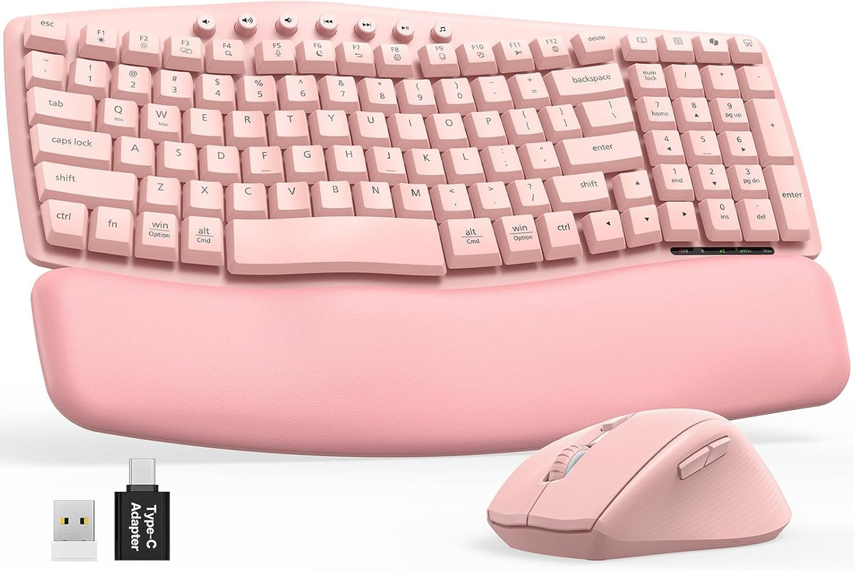 SABLUTE MA61 Wave Keys Combo Teclado inalámbrico ergonómico y ratón...