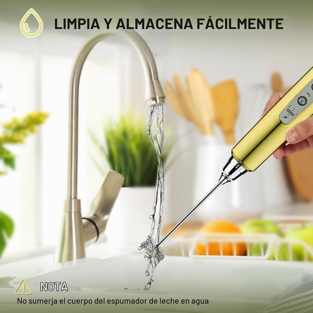 YUSWKO - Varita espumadora de leche de mano para café, batidor eléc...