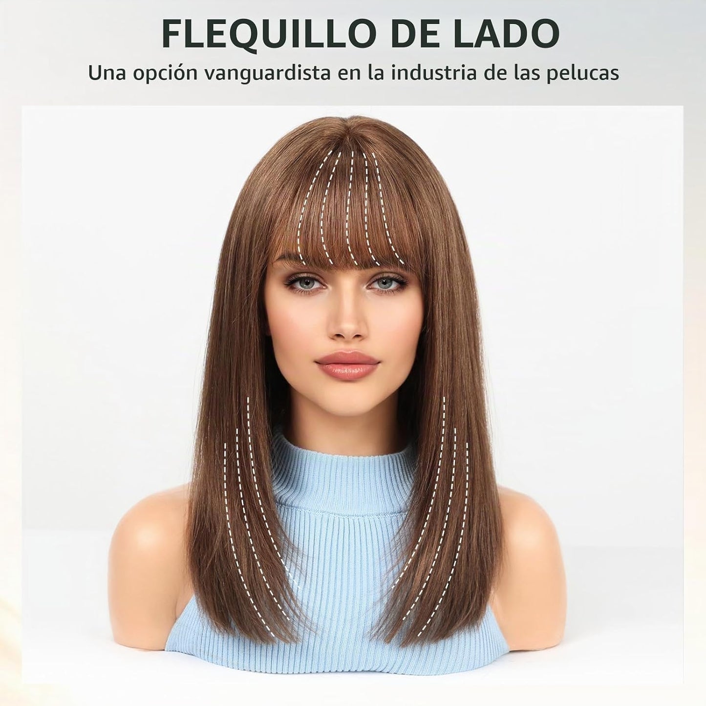 Wear but free KKU Peluca de cabello humano marrón de 16 pulgadas, p...