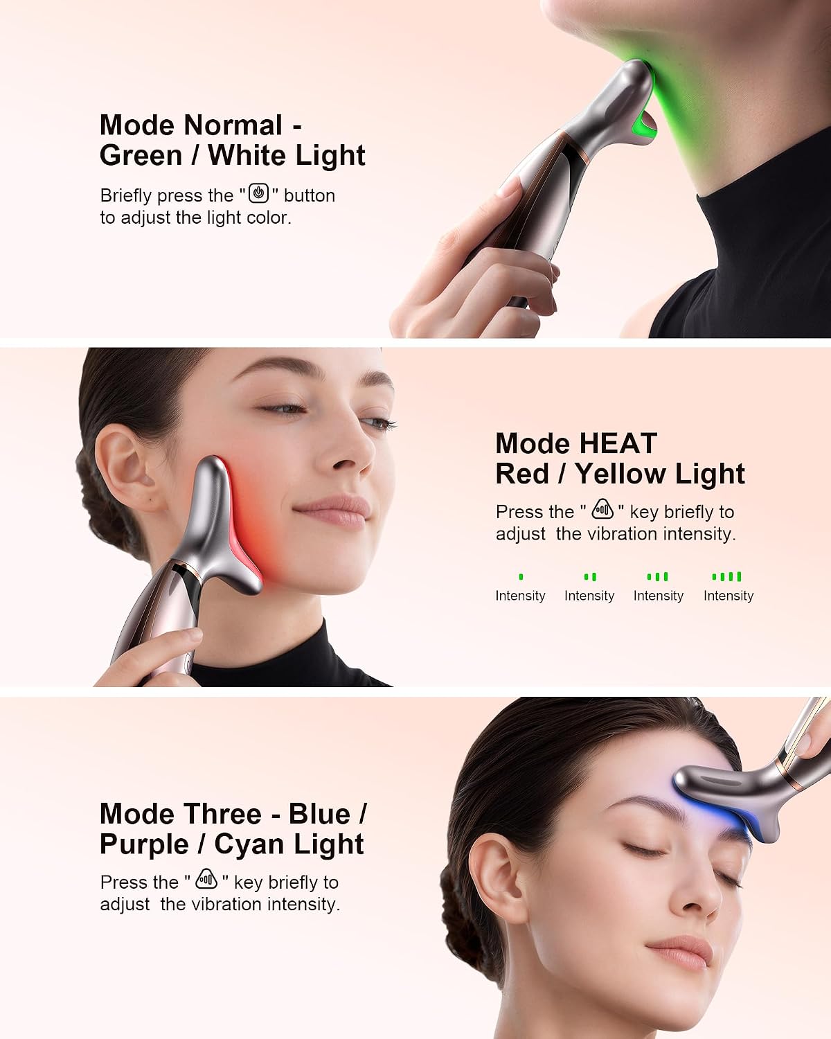 Pedete Masajeador facial, terapia de luz roja de 7 colores para car...