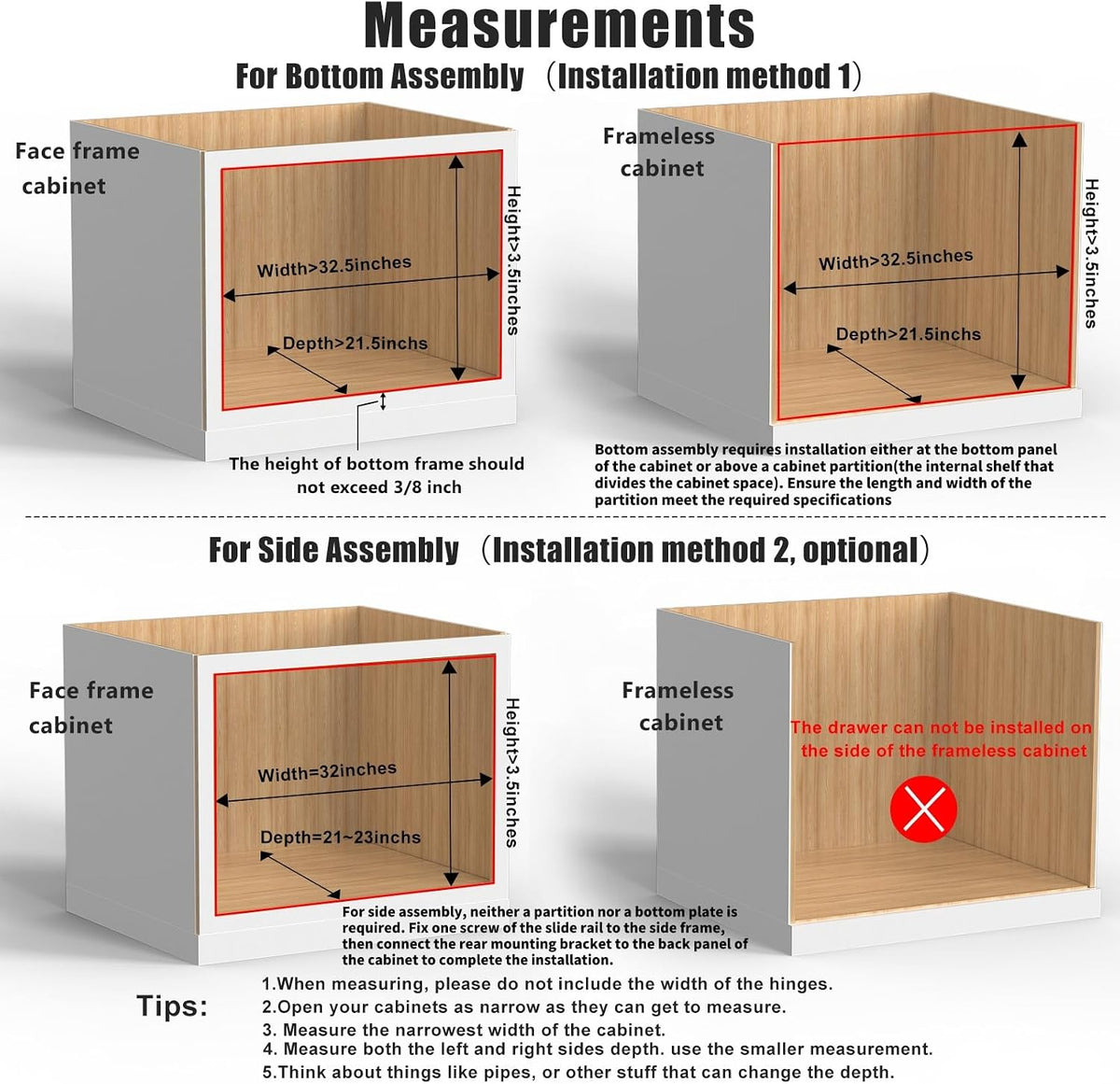Mulush Cajón extraíble de 32 pulgadas de ancho x 21 pulgadas de pro...