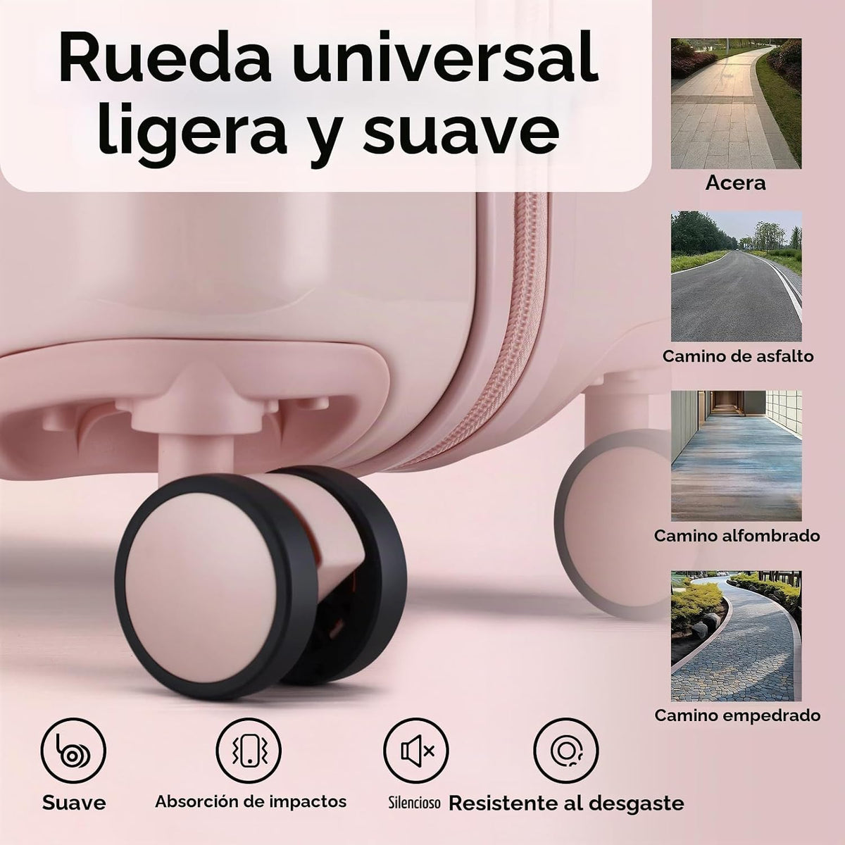 ROAMING Rosa lindo equipaje de mano de 20 pulgadas con ruedas girat...