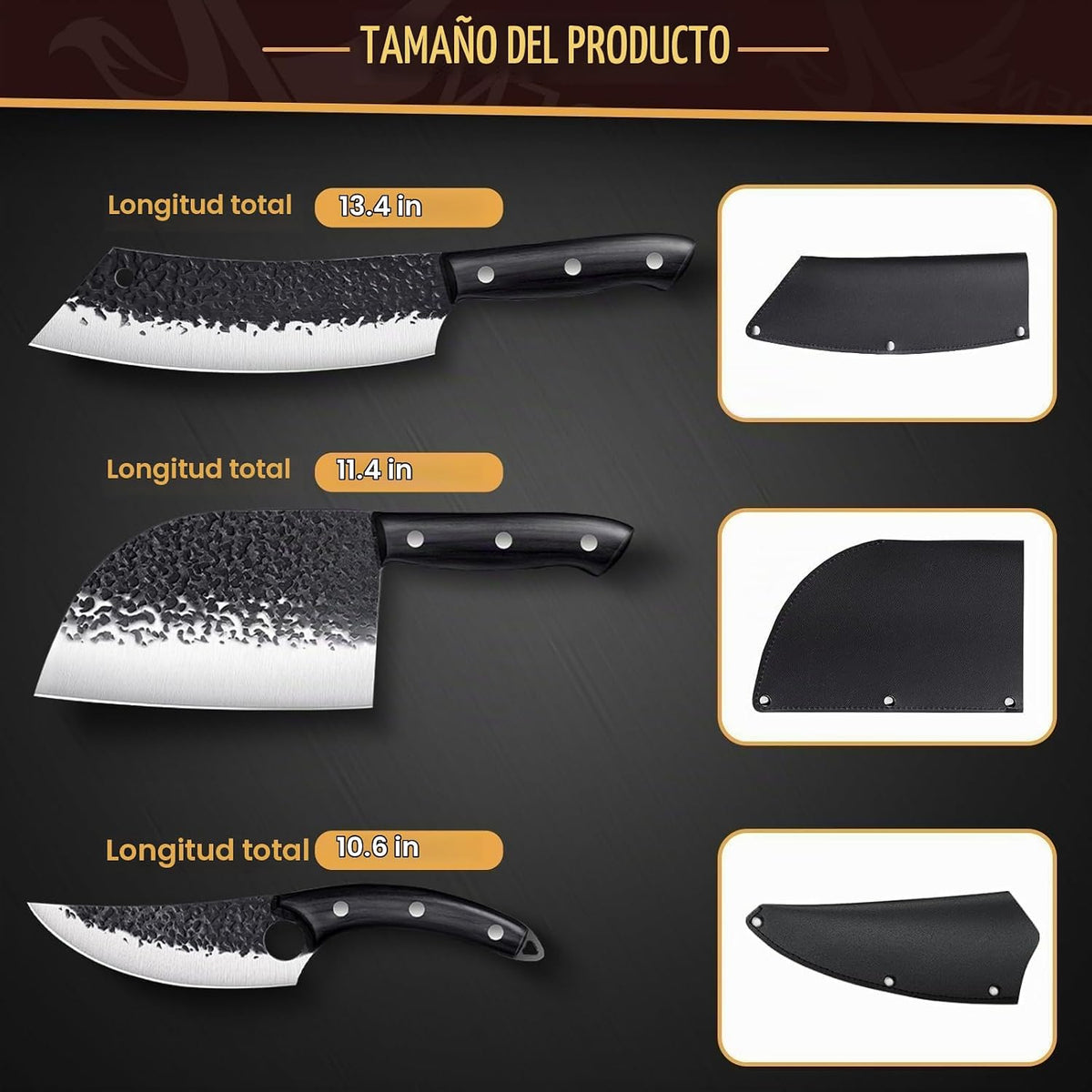 Golden Bird Juego de cuchillos de carnicero \u2013 4 piezas cuchill...
