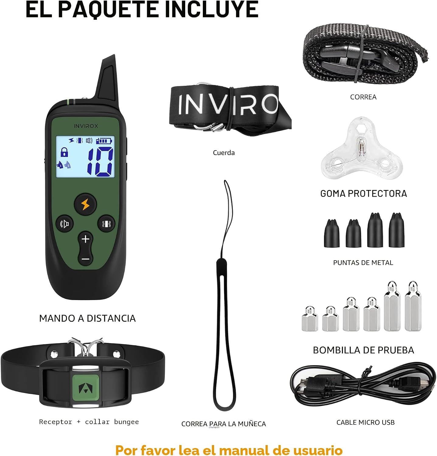 INVIROX - Collar de entrenamiento para perros con control remoto, c...