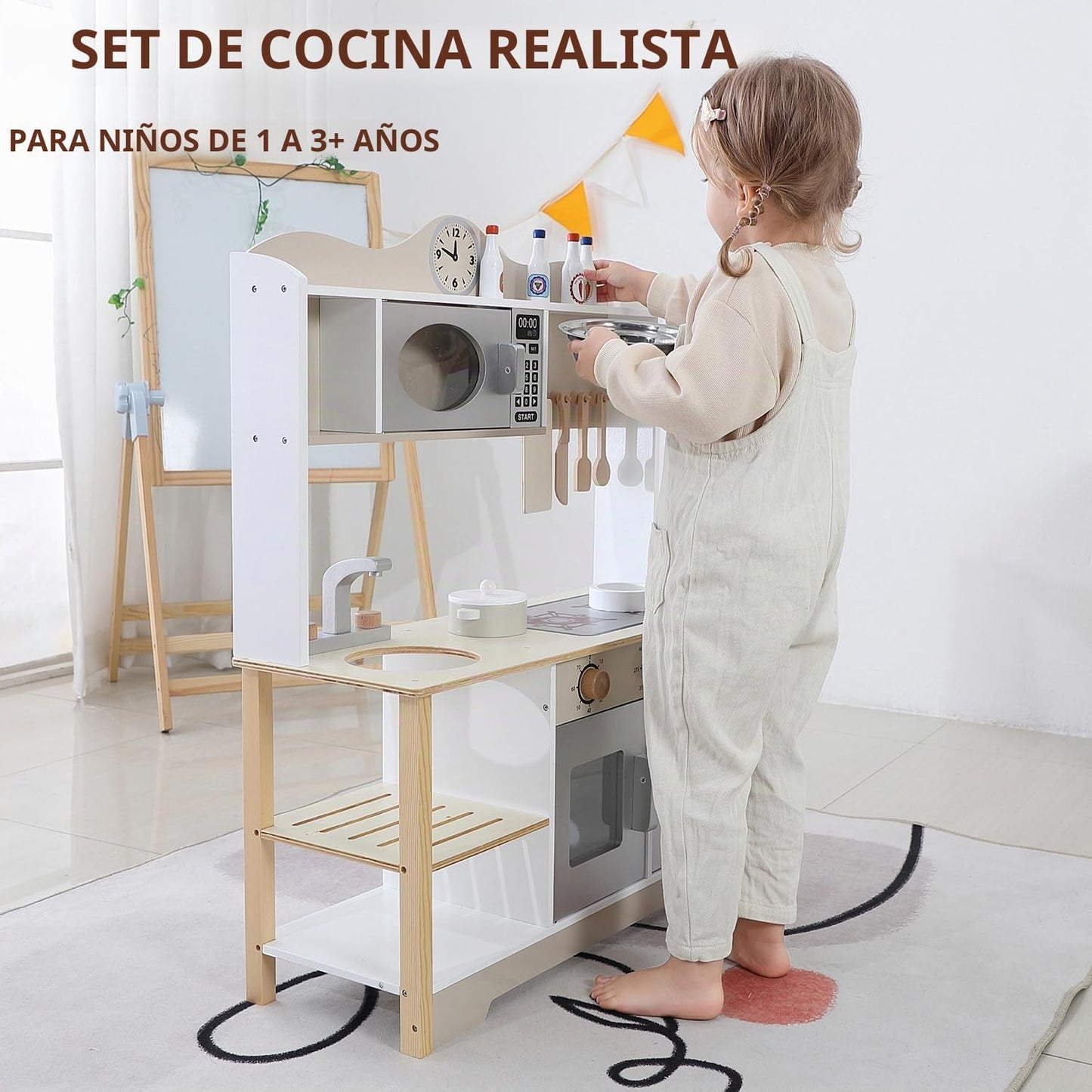 Juego de cocina de madera, juego de cocina de juguete para niños, j...