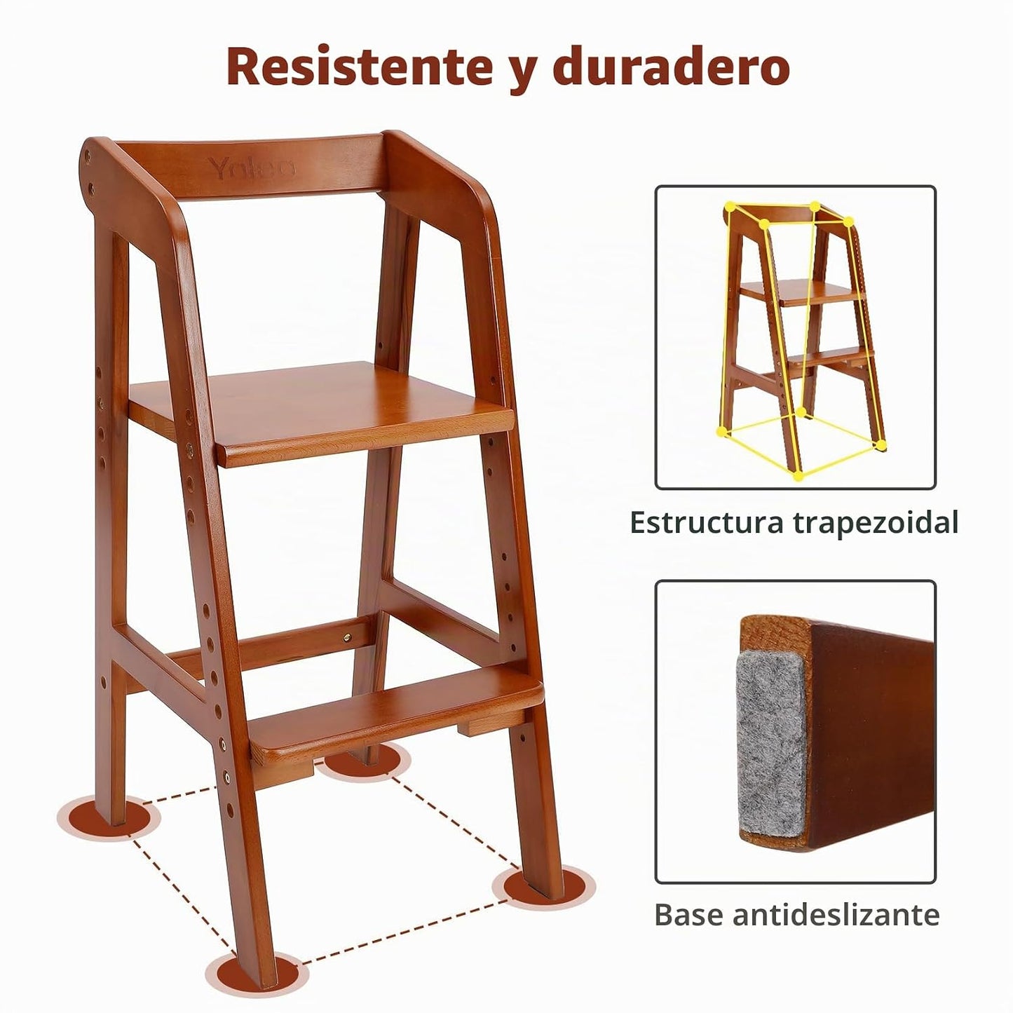 YOLEO Silla Alta de Madera para Niños de Pequeña Edad a Adolescente...