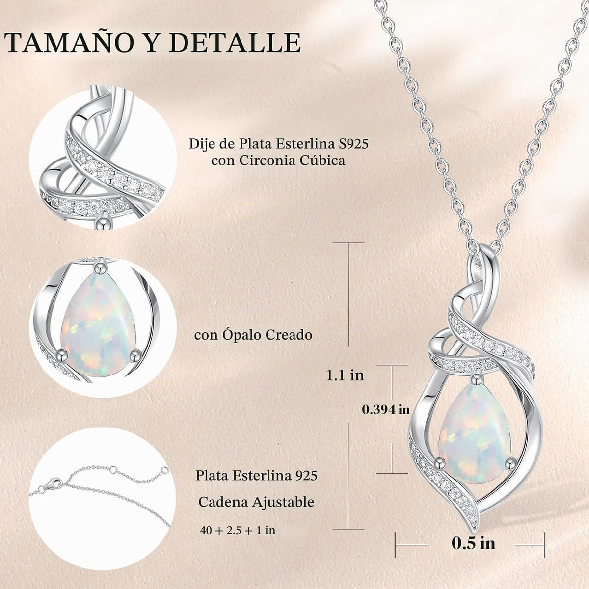 FANCIME Collar con piedra natal para mujer con colgante de lágrima...