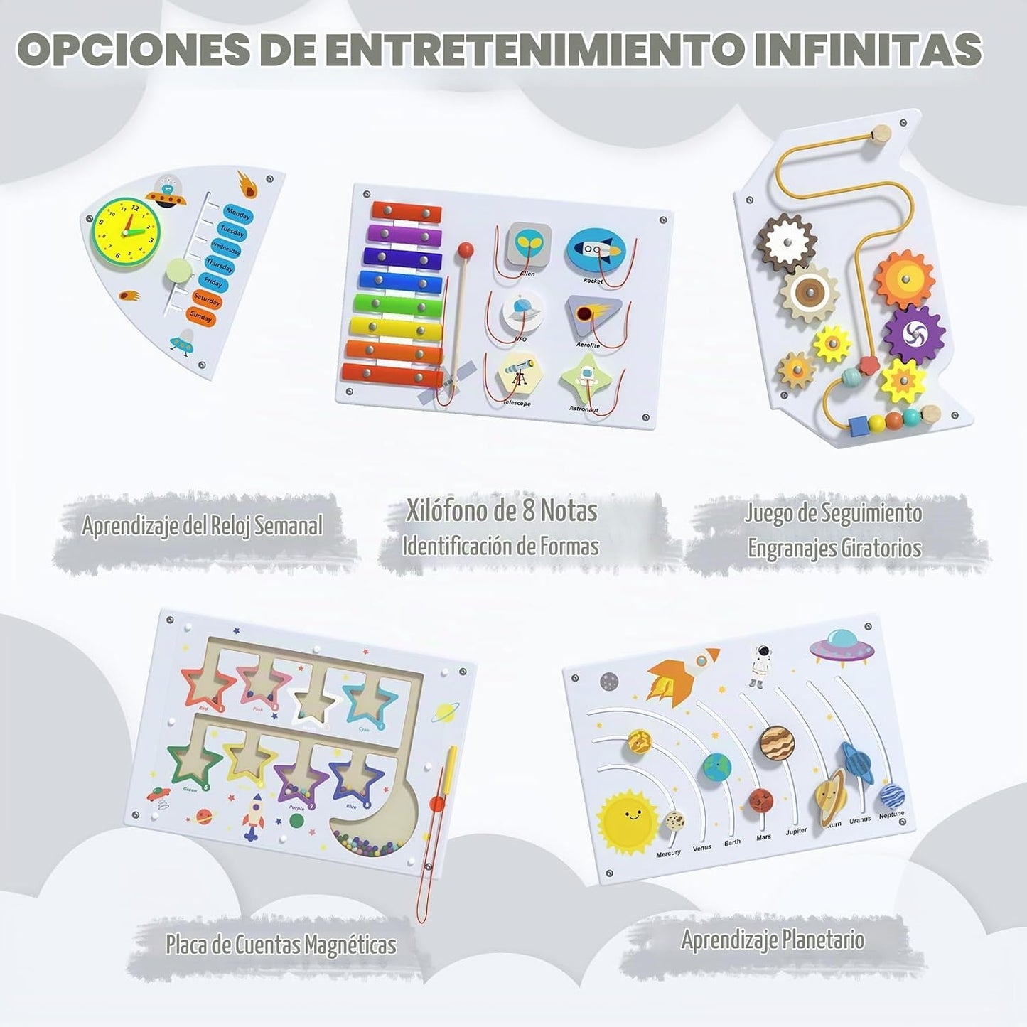 nigwet Paneles de Tablero Ocupado de Actividad de Cohete para Pared...