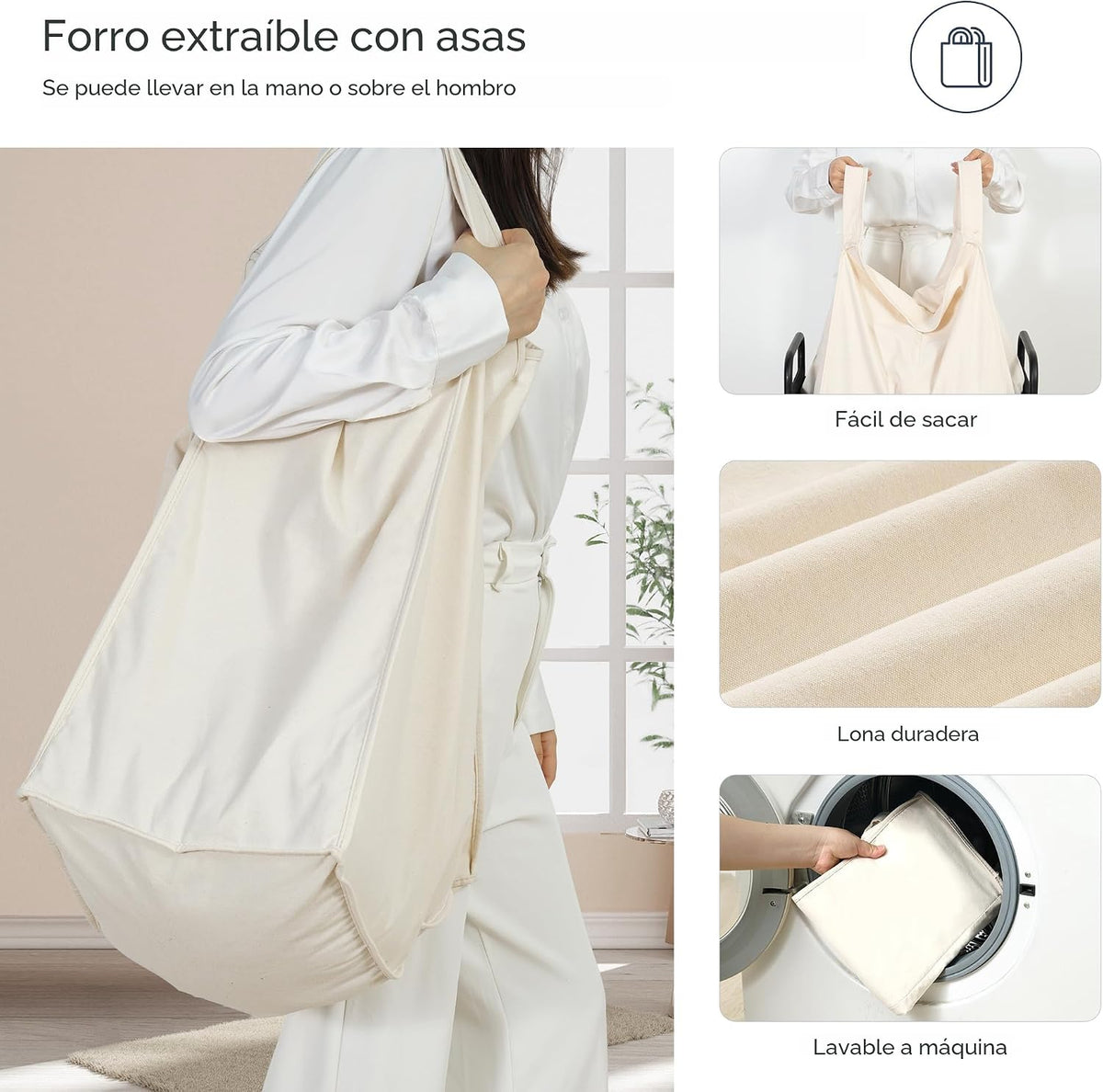 STO STO Cesta de lavandería de 2 secciones, carrito clasificador de...