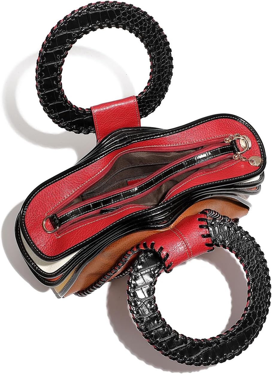 Bolso de mano con asa superior multicolor de diseño para mujer, gra...