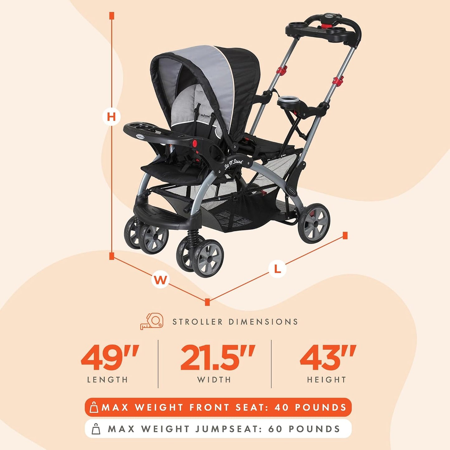 Baby Trend Sit N' Stand® Ultra Cochecito, Fantasma | Sistema de via...