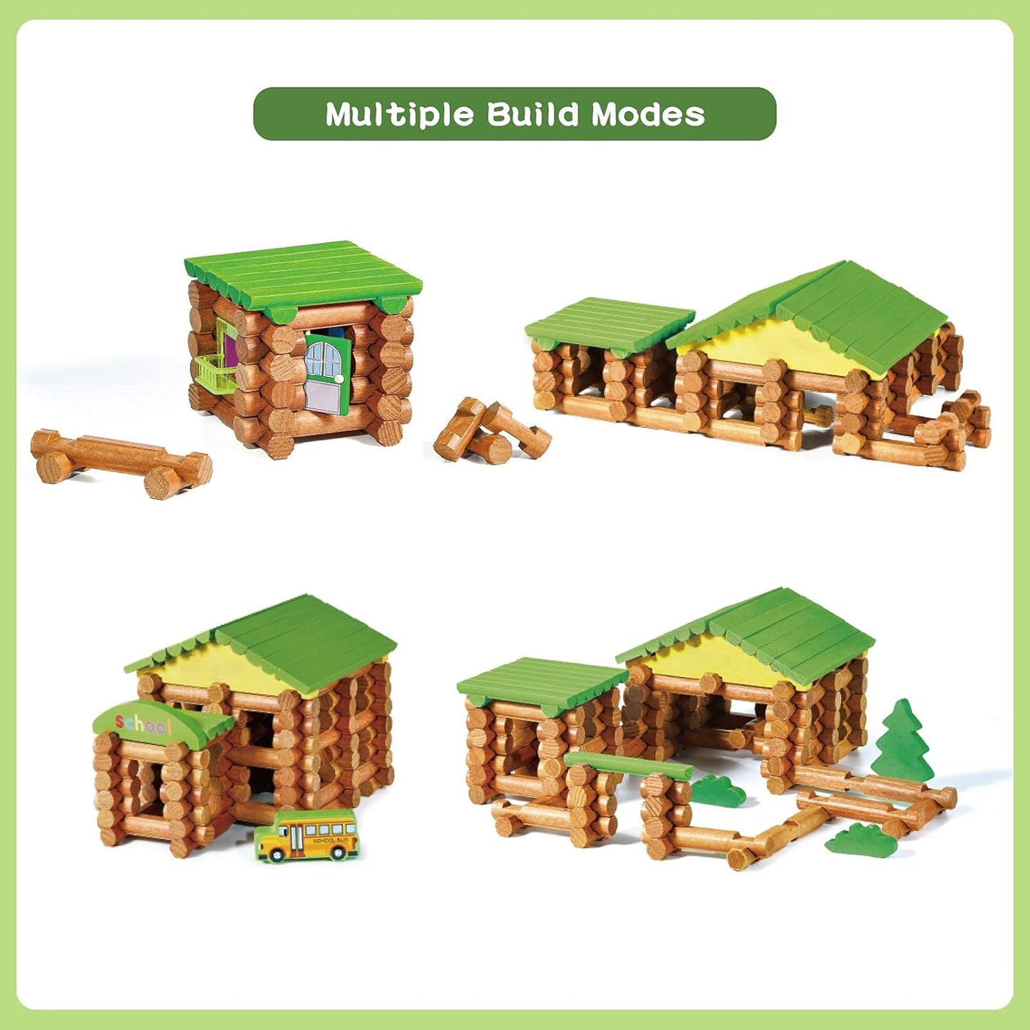 Wondertoys Juego de troncos de madera real de 269 piezas a partir d...