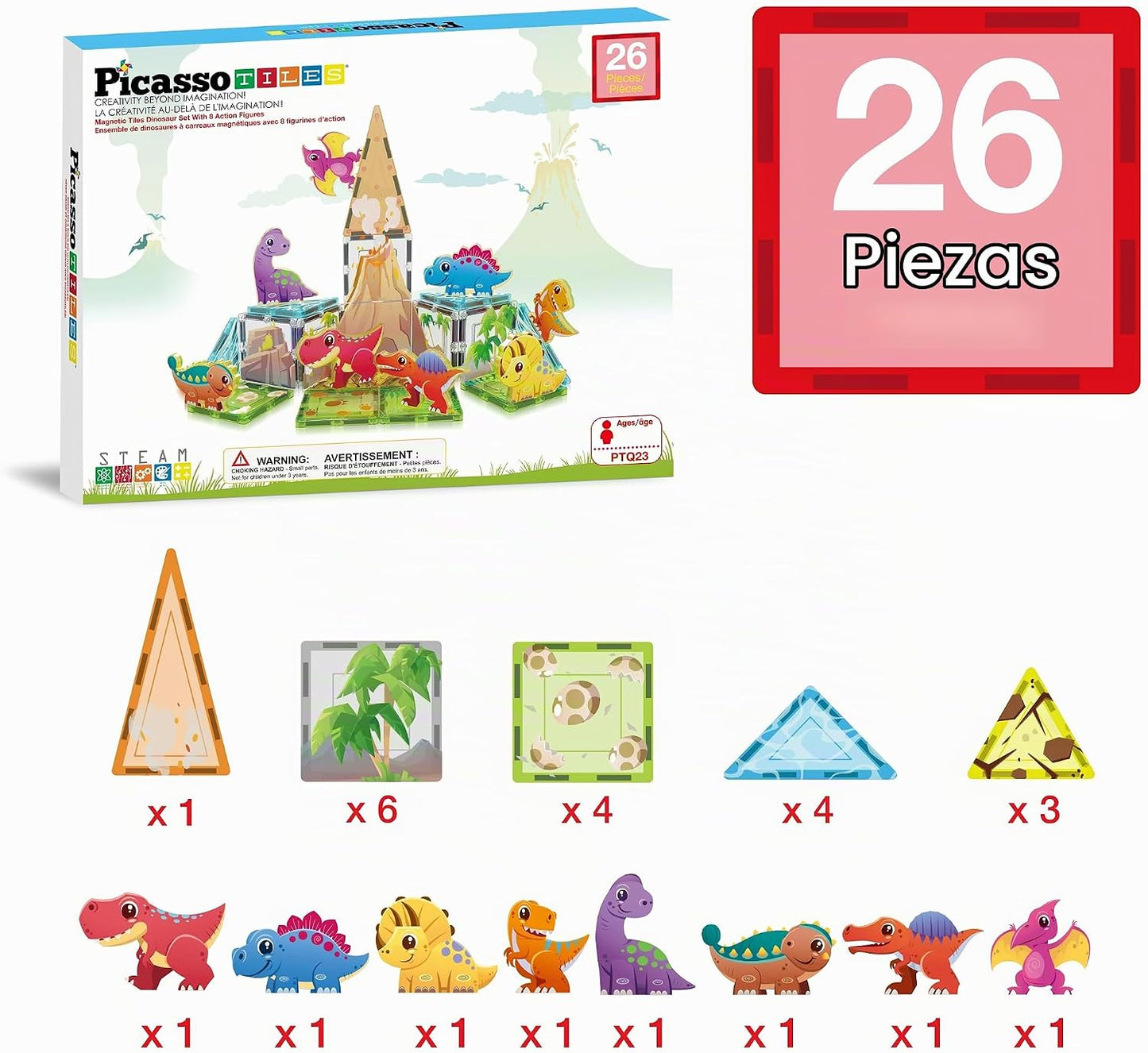 PicassoTiles - Juego de construcción de bloques magnéticos, temátic...