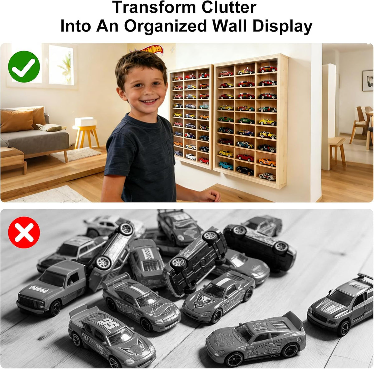 Vitrina de madera para montaje en pared para Hot Wheels 54 Space 1\...
