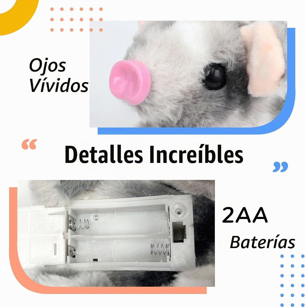 Hopearl - Juguete electrónico interactivo de peluche, cerdo con man...