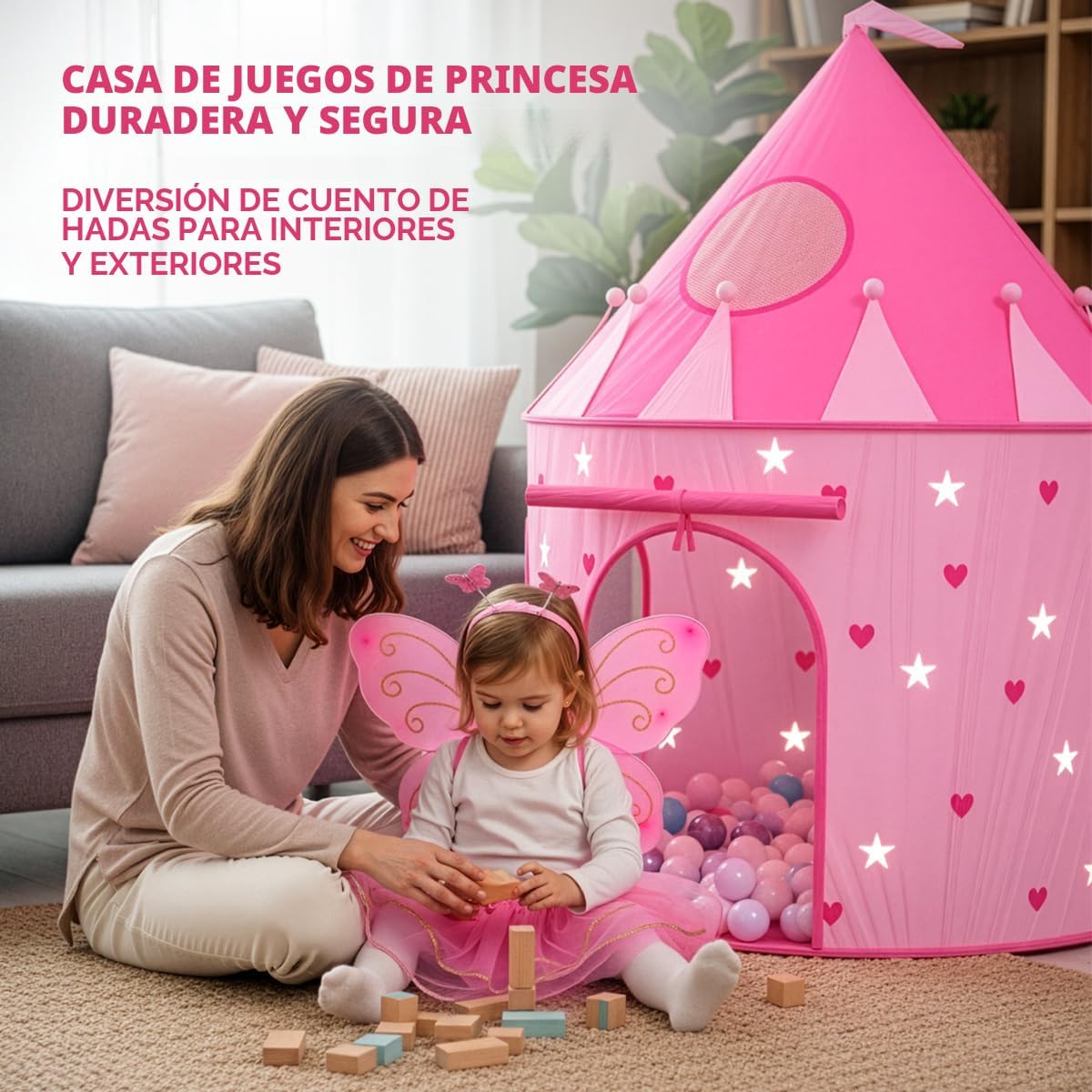 Playz Tienda de campaña de 5 piezas de Princess Castle Play para ni...