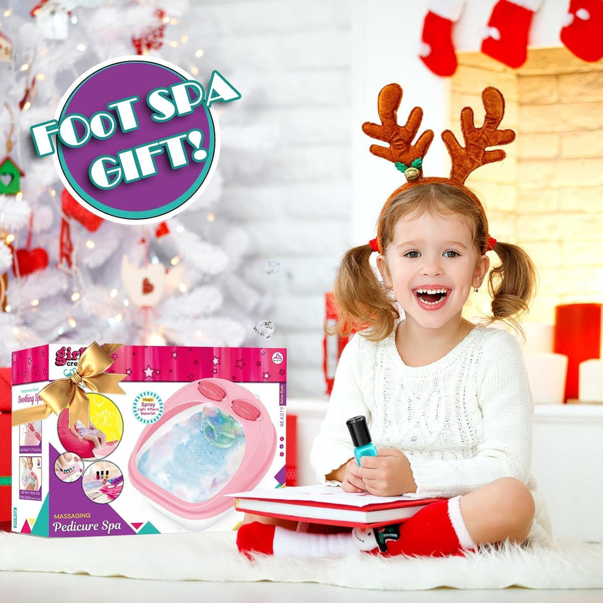 Kit de spa de pies para niñas de 6 a 12 años, juego de arte de uñas...
