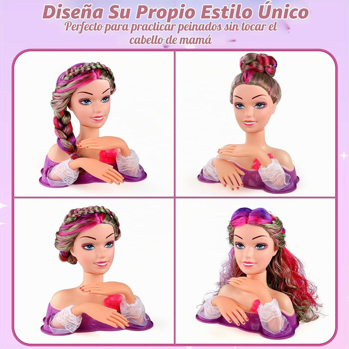 Kit de maquillaje de cabeza de muñeca de princesa para niñas, juego...