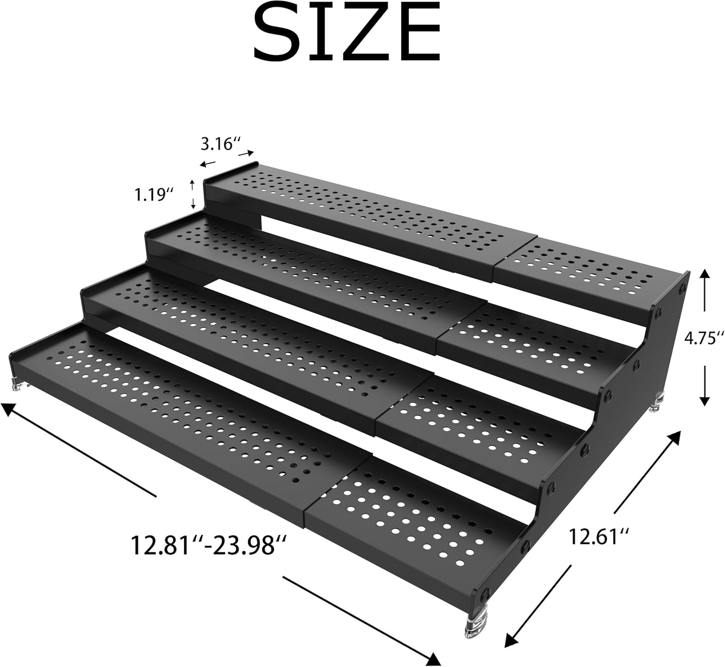 Zilvando Estante extensible de 4 niveles de metal para especias, co...