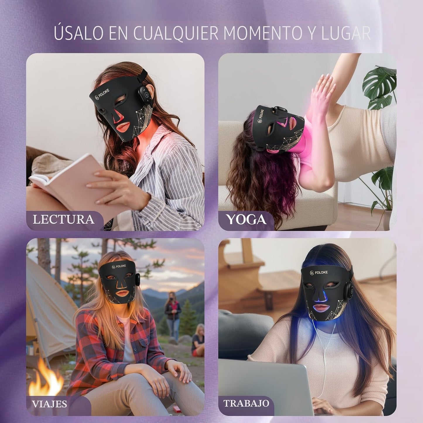 Máscara de terapia de luz LED, máscara de cuidado de la piel, másca...