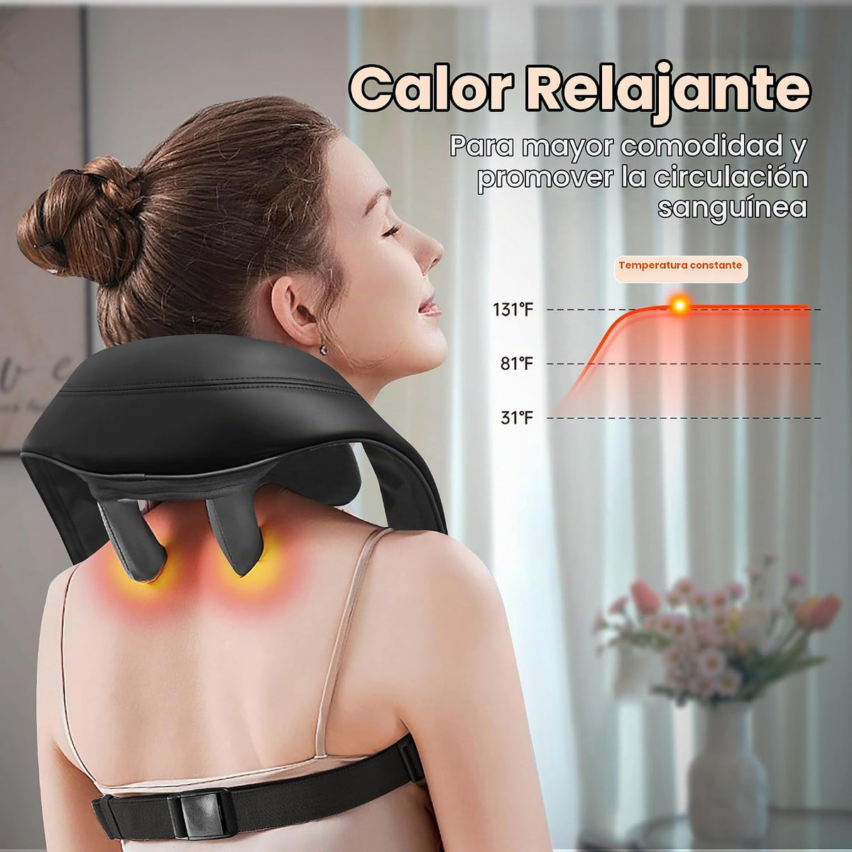 COMFIER Masajeador de cuello y hombros con calor, masajeador Shiats...