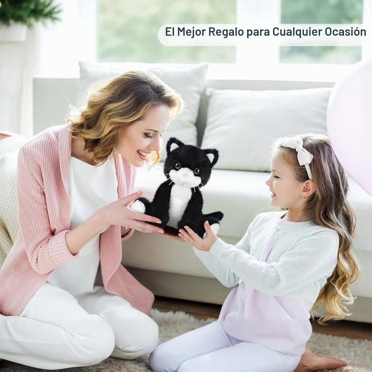SuzziPals - Gato de peluche calentable y enfriable en blanco y negr...