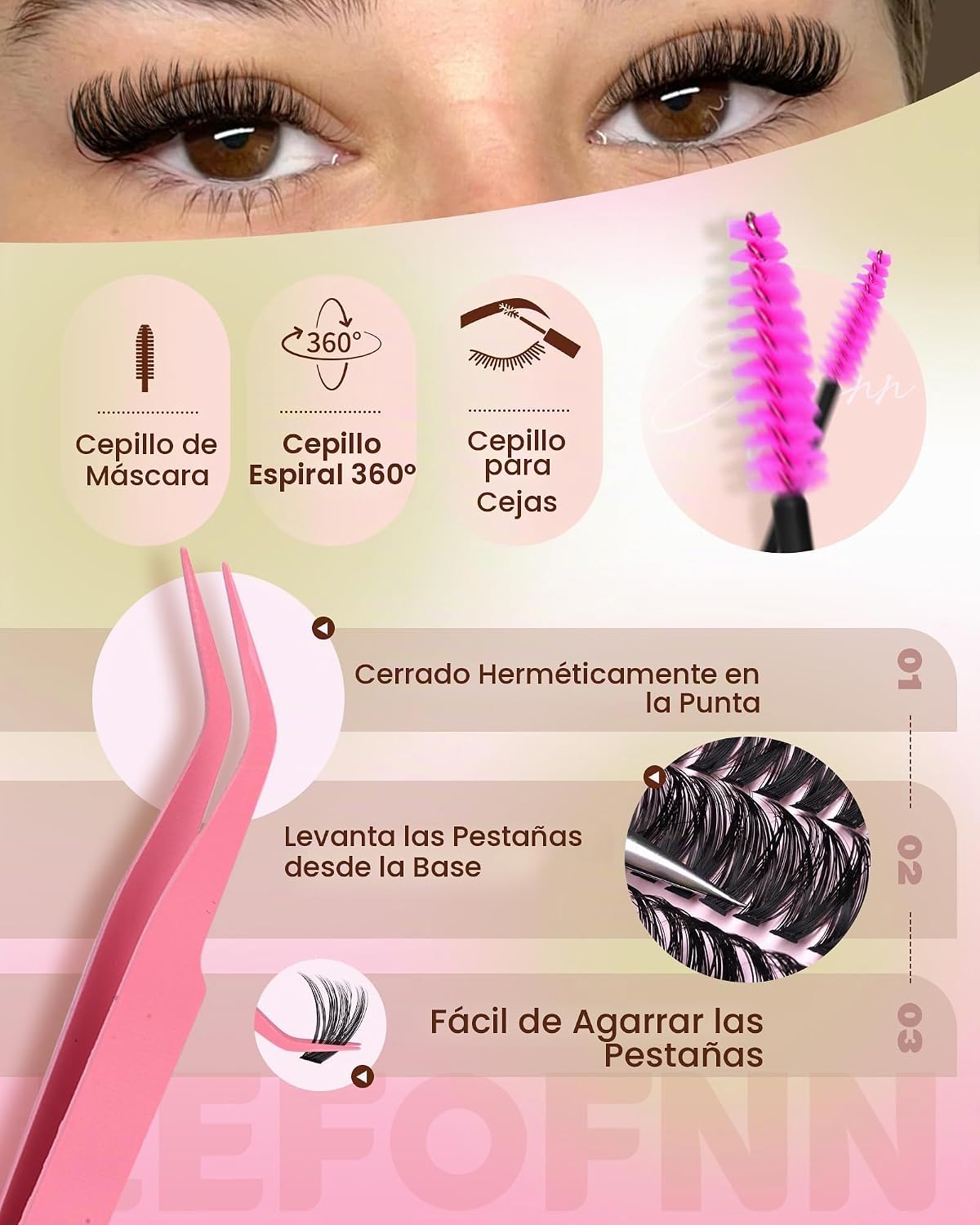 Kit de extensiones de pestañas en racimo 30D, 40D, 50D, 60D, 560 un...
