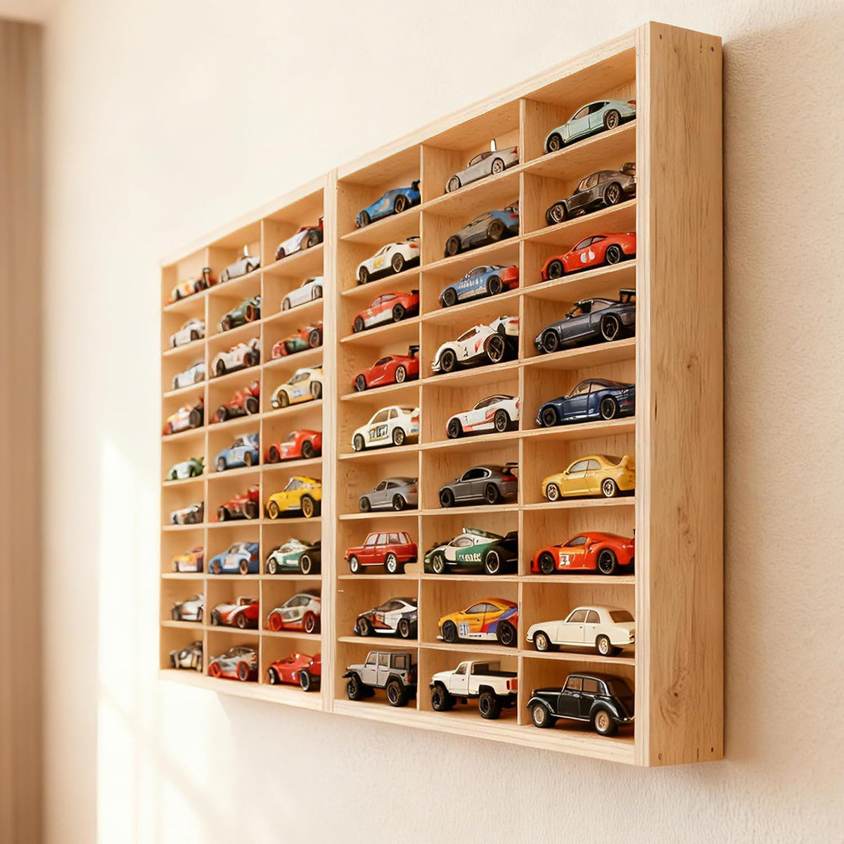 Vitrina de madera para Hotwheels de 54 espacios, escala 1\/64, vitr...