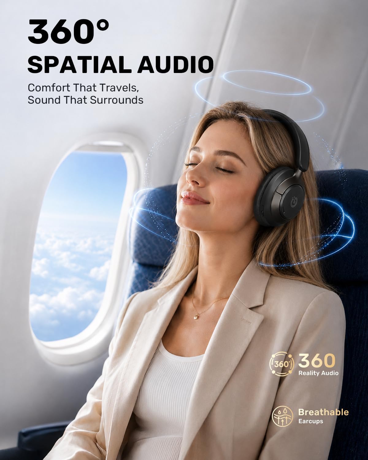 Boean Auriculares con cancelación activa de ruido, auriculares inal...