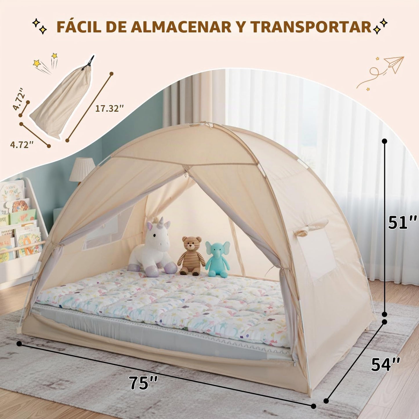 Alvantor Tienda de campaña de cama tamaño completo, dosel de privac...