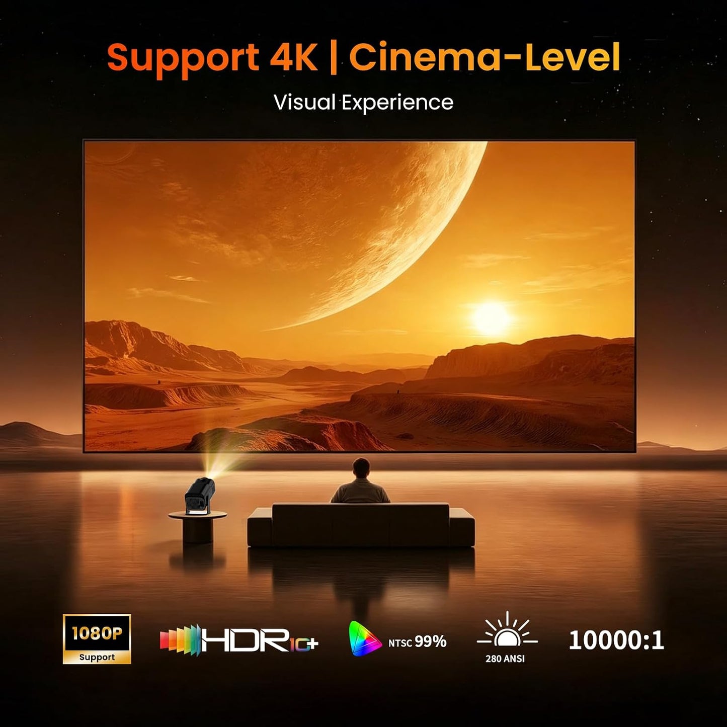 Mini proyector con WiFi y soporte Bluetooth 4K 1080P FHD 2026 Proye...