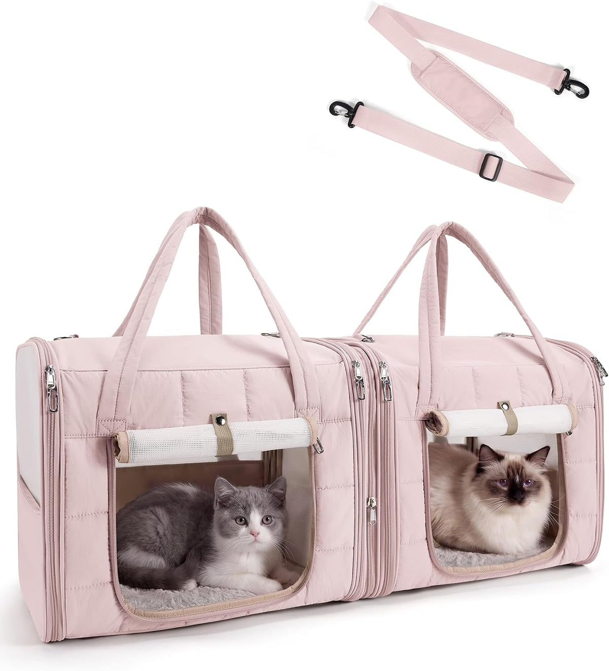 BAGSMART Transportador doble para gatos para 2 gatos, transportador...
