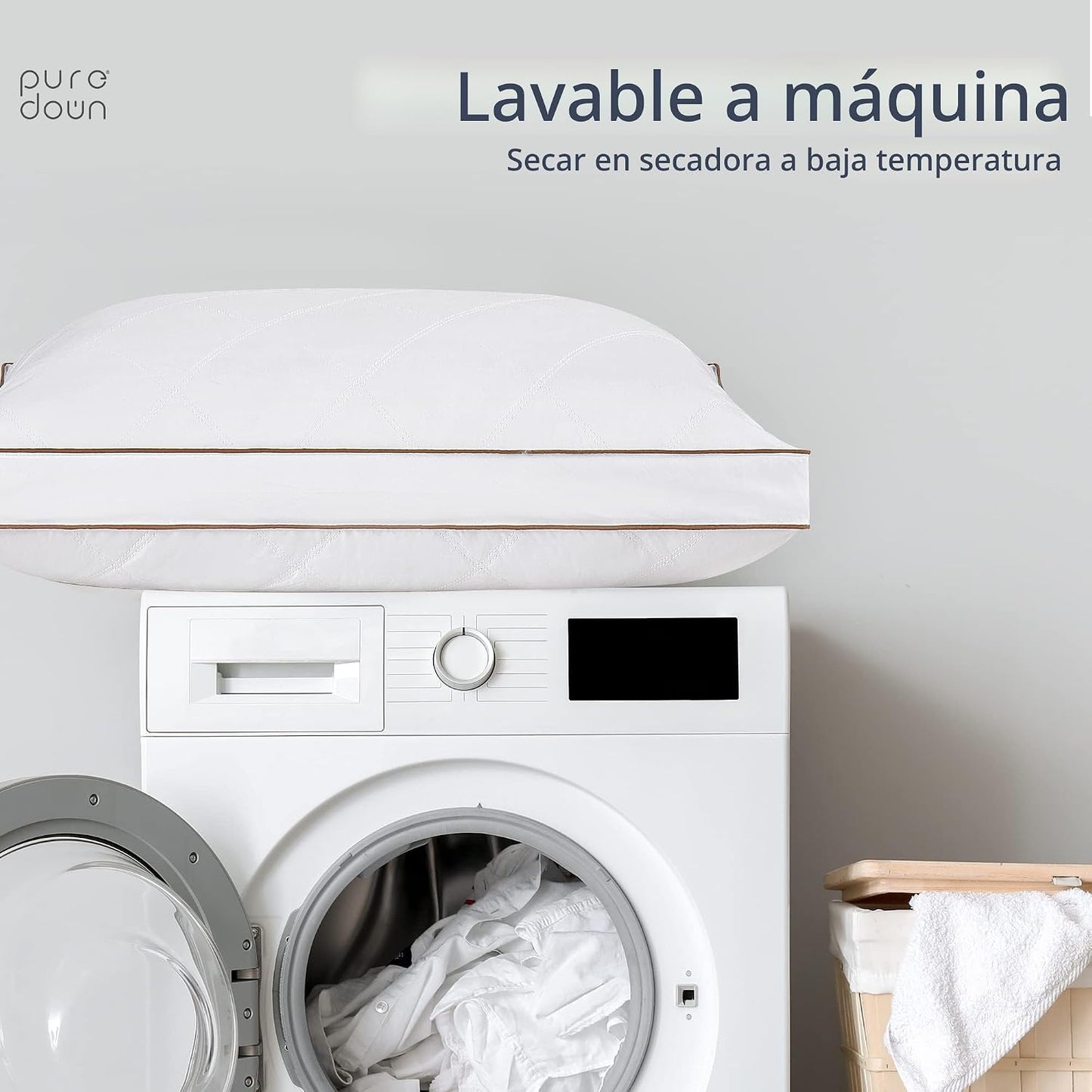 puredown® Almohadas de plumas y plumón de ganso para dormir, almoha...